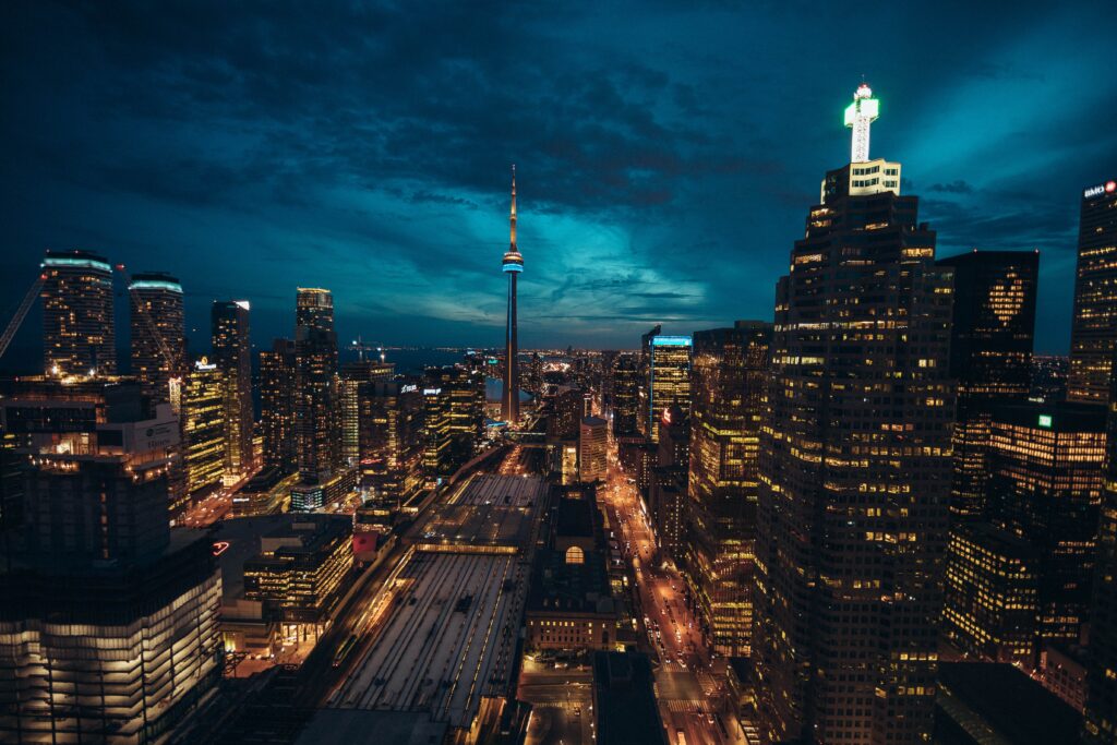 A beautiful picture of CN tower In Toronto At Night