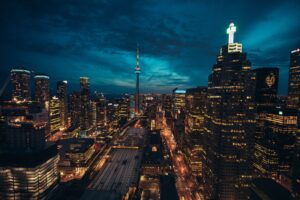 A beautiful picture of CN tower In Toronto At Night