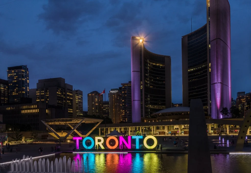 Nathan Philips Square: Night View of vibrant city Toronto